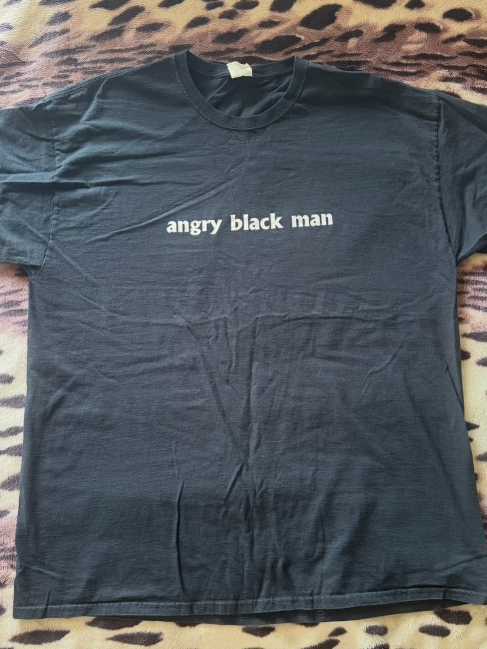 Fruit of the Loom Black Graphic Tee with White Text